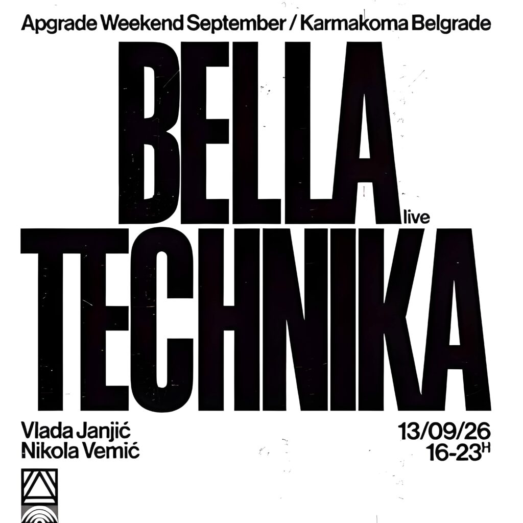 Poster: band name in black bold letters with event detsils