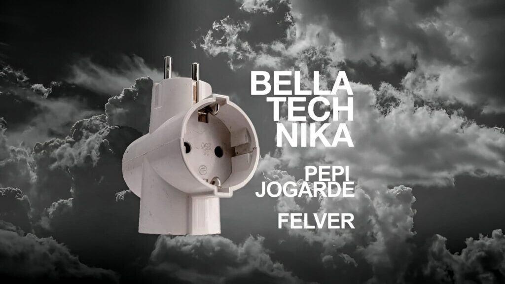 Event poster: a white extsion power plug with band bane abd event details in bold white letter over a dark stormy sky background